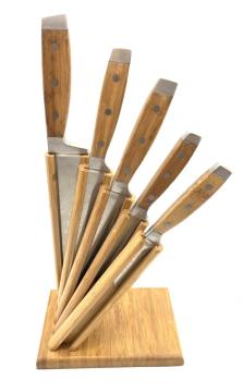6pcs forged bamboo handle knife set