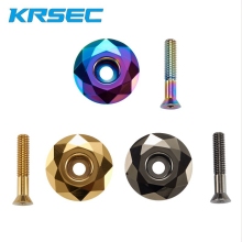 KRSEC Mountain Bicycle Bowl Cover + Screw Stem Cover Headset Screws Bicycle Cycling Accessories gold , rainbow, titanium