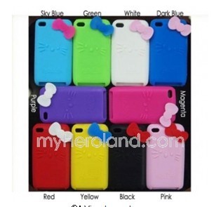 Hello Kitty Bowknot Soft Silicone Back Cover Case for iPod Touch 4G, (10240310)