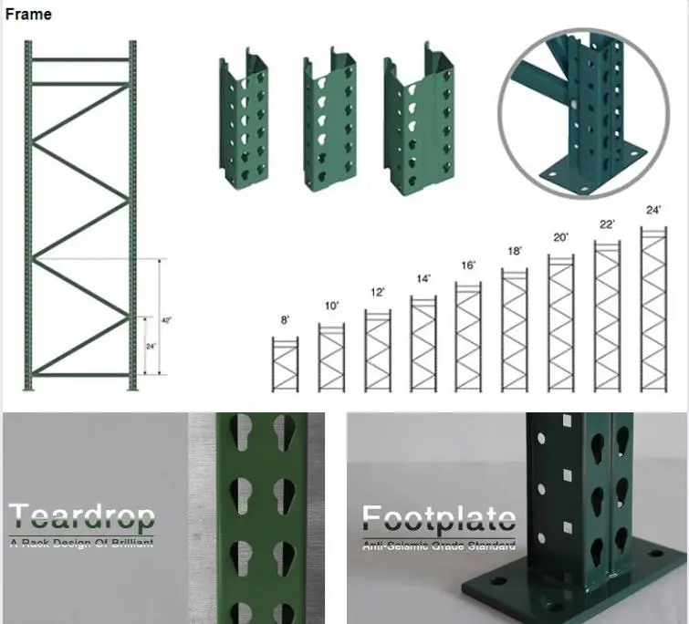 Us Teardrop Pallet Racking System for Cold Warehouse Heavy Duty Beam Racking