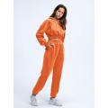 2021 Custom Womens Cropped Hoodie Tracksuit Set Fashion