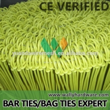 best quality factory pvc epoxy vinyle plastic coated yellow green soft double loop wire ties/bag bar sack ties/tie wire
