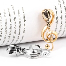 Retro Microphone Music Brooch Collar Pin for Suit Shirts