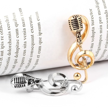Retro Microphone Music Brooch Collar Pin for Suit Shirts