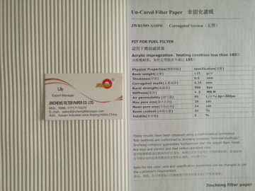 Uncured Fuel Filter Paper