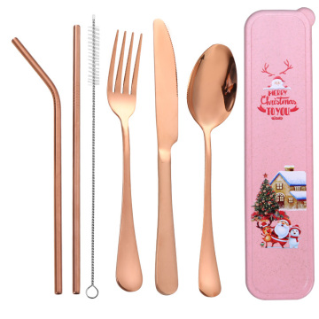 Reusable Christmas Gift Box Metal Travel Cutlery