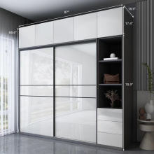 Modern Design Modular Mirrored Sliding Door Solid Wood Cupboard Wardrobe