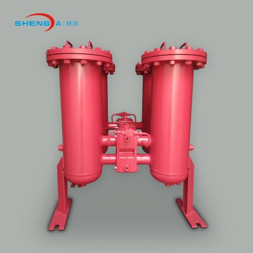 Duplex welded type inline oil filter housing