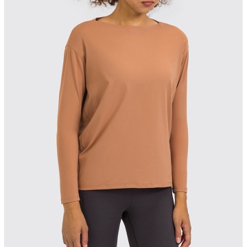 Dames Gym Shirts Lange Mouwen Yoga Pullover Tops