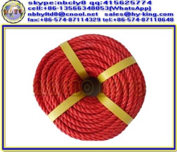 3 ply red poly lowes rope , pe twist cord , red pe polypropylene rope