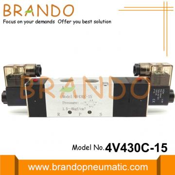 Válvula Solenoide Neumática de 1/2 &#39;&#39; 4V430C-15 5/3 Vías 24VDC