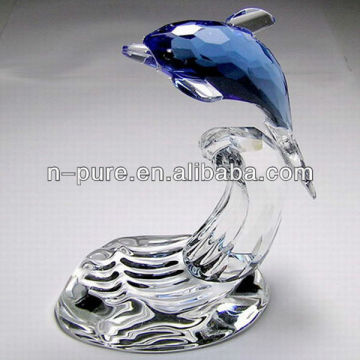 Blue Crystal Glass Dolphin Figurines