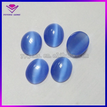 Blue oval flat back cabochon synthetic cats eye jewelry granite cat eye