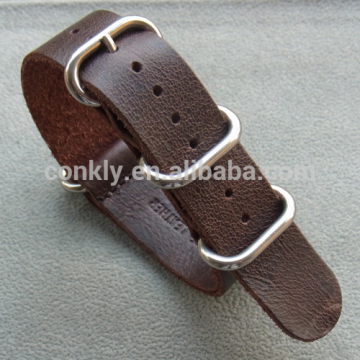 leather ZULU watch straps, genuine leather straps, Retro style ZULU watch bands