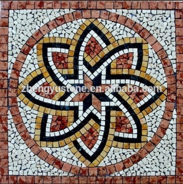 Marble mosaic square medallion