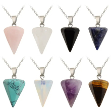 Multi-Color Charm Hexahedral Cone Pendant - High-Quality Natural Crystal Gemstone Accessory