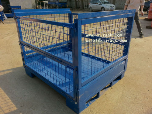 Folded storage steel mesh container/metal cage