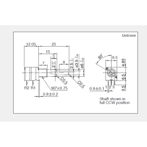 Drehpotentiometer der Serie Rk097