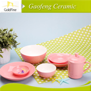 pink ceramic square dinnerware set