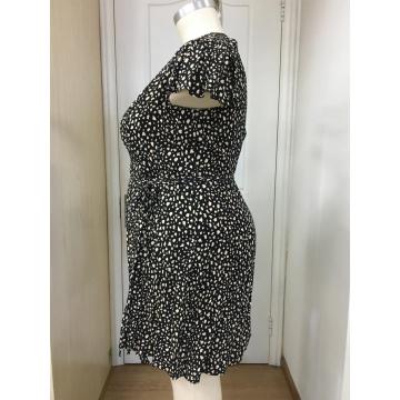 Black and White Plus Size Wrap Dress