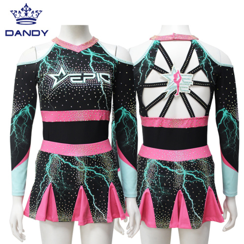 Anpassade design av hög kvalitet flickor cheerleading uniformer