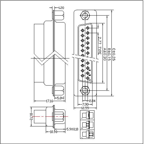 DC01-FXXXXX D-SUB Female Dual Row Crimp Type(stamped Pin) 