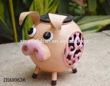 2015 Cute garden pig outdoor decor with solar light