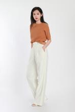White Woven Slim Trousers
