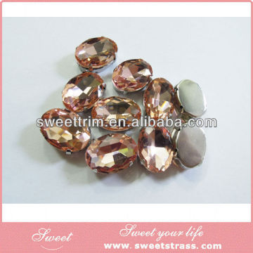 peach oval rhinestone claw setting crystals for wedding dress