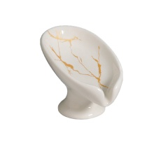 Ceramic Drain Tracing Gold Leaf Soap Dish - Creative Bathroom Soap Holder