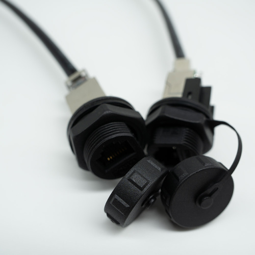 RJ45 Cat5e Push Lock Panel Mount IP67 Waterproof Connector