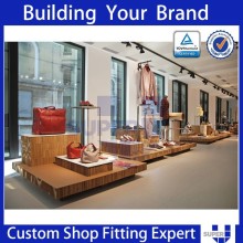 handbag shop wooden riser for bag display