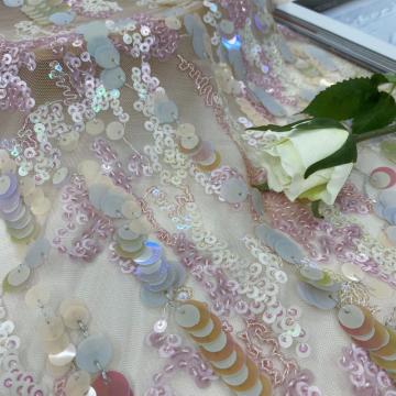 Gorgeous Multicolor Circle Spangle Embroidery Fabric