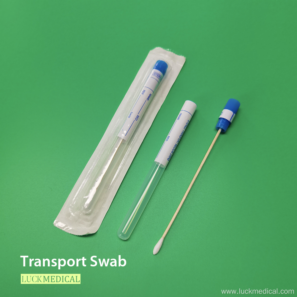 Transport Swab in Tube Wooden Stick Cotton Tip