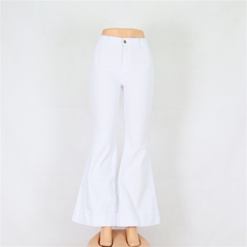 Witte spijkerbroek voor dames wijd uitlopende broek groothandel