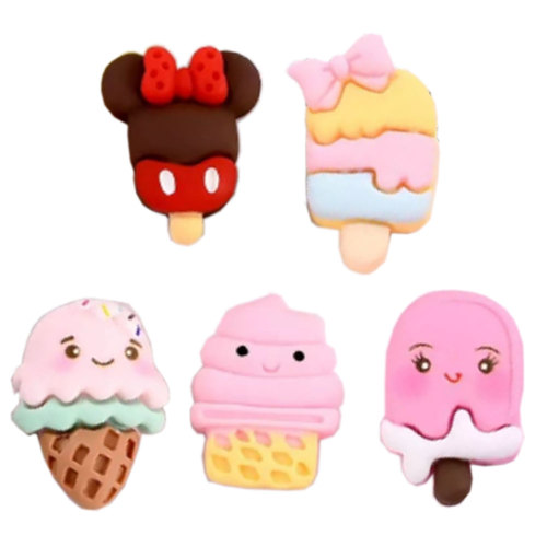 Nieuwe Aankomen Hars 3D Ijshoorntjes Cabochons Zoete Cartoon Popsicle Plakstenen Voor Scrapbooking DIY Hairbows Slime Charms Fun