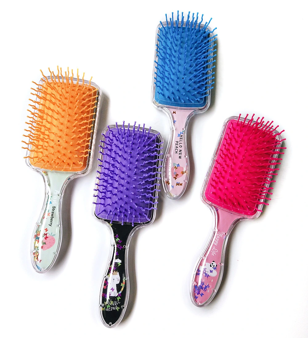 Pink Hair Brushes with Sponge and Glitter for Girls & Adults Natural, Curly, Straight, Wet or Dry Hair
