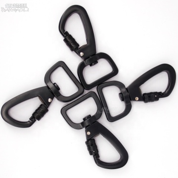 Baichaoli Zinc Alloy Metal Split Ring Spring Flat Chain Clip 2.5 Square Black Dog Collar Carabiner Hooks