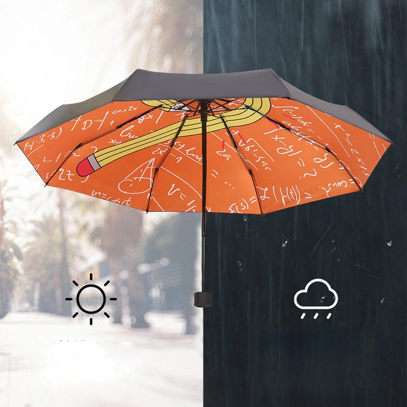 Black UV Pencil Pattern Outdoor Travel Umbrella with Custom Printed