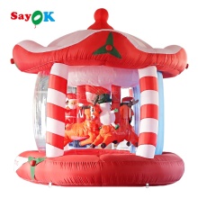 Customized Oxford Fabric PVC Christmas Inflatable Carousel Decoration with Air Blower