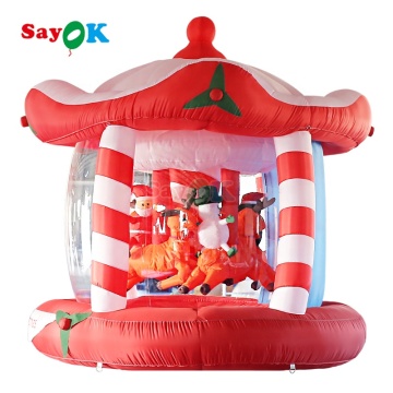 Customized Oxford Fabric PVC Christmas Inflatable Carousel Decoration with Air Blower