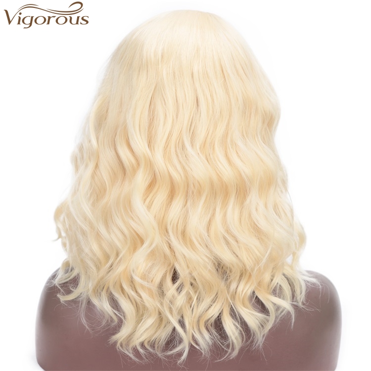 Vigorous Short Bob Wavy Wigs Lace Frontal Middle Part Wigs For African Women High Temperature Synthetic Wholesale Price