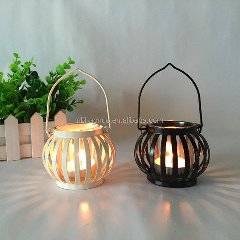 European iron art glass retro wind lantern, pumpkin candlestick, wedding photography props, valentine's small gifts