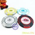 Bescon High Quality New Style Two Tone Custom Sticker Clay Poker Chips