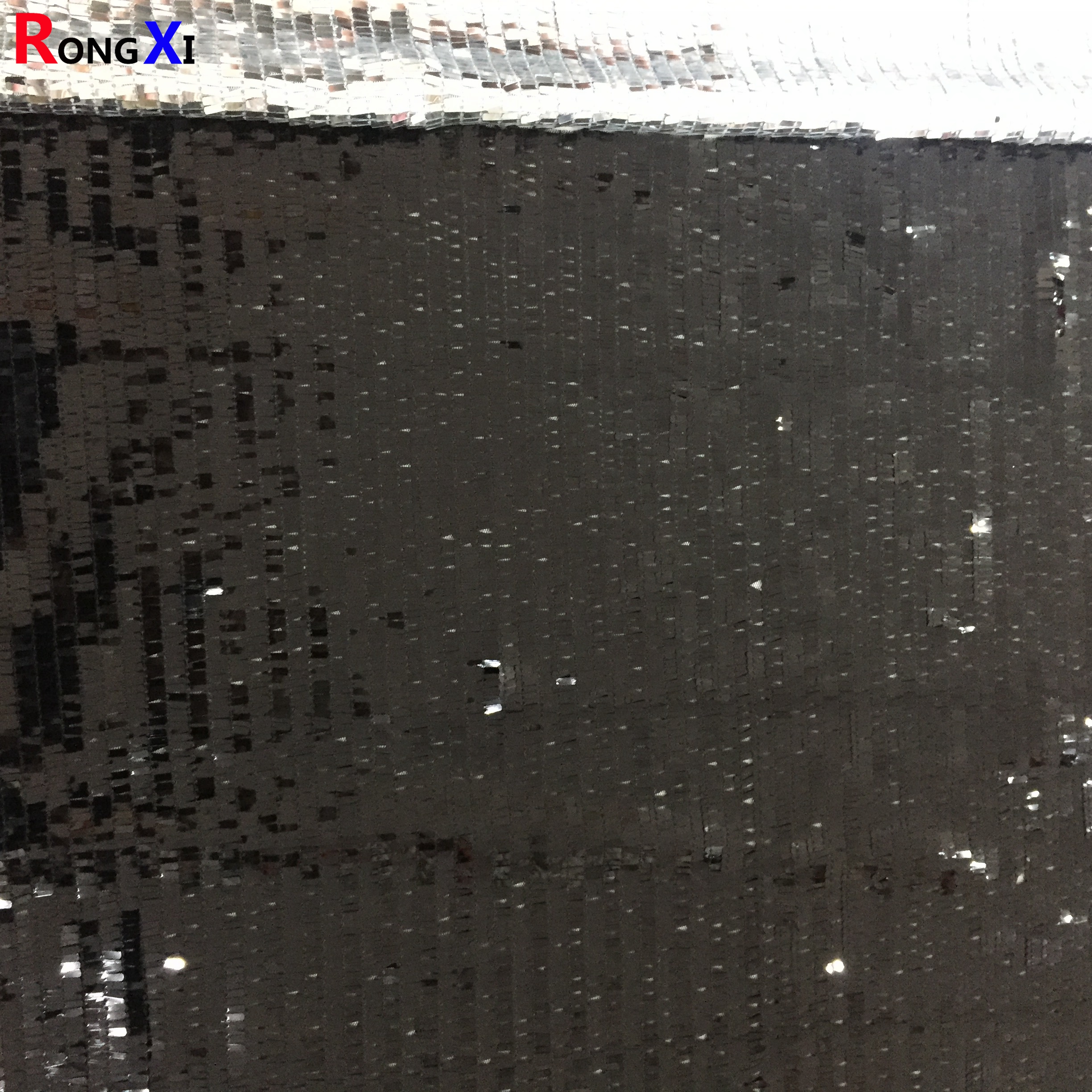 RXF0912 Neues Design Stretch Silber Mesh-Gewebe Mit Pailletten