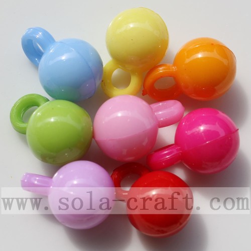 Nice Round Acrylic Assorted Solid Opaque Color Bead Pendant-
