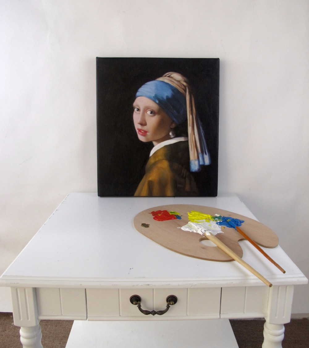 Girl with a Pearl Earring by Jan Vermeer u2art Handmade oil painting sample