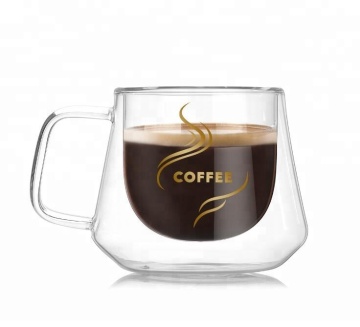 double wall glass coffee cup mugs with handle