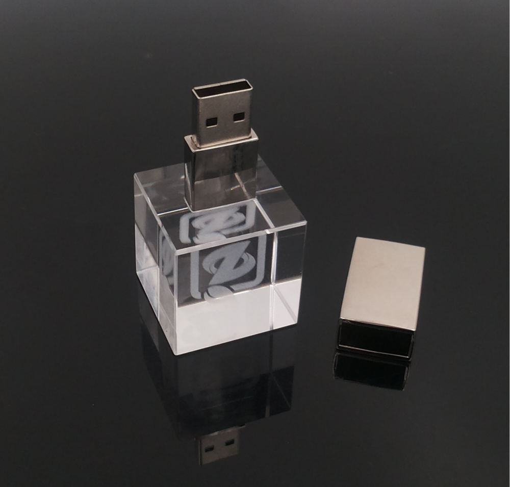 Weißglas Metallkristall 32 GB USB -Blitzantrieb