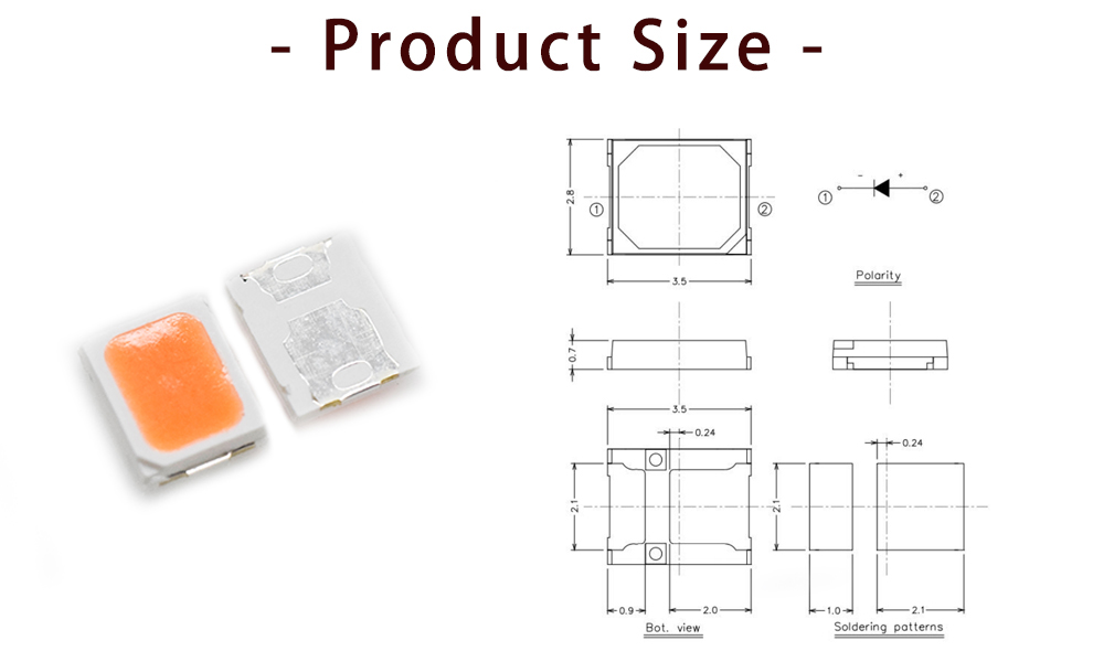2835PRD 2835 SMD LED Pink LED Size